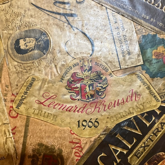 Vintage Liquor Labels Tin Metal Tray Decoupaged 13.5” Wide. - Picture 2 of 14